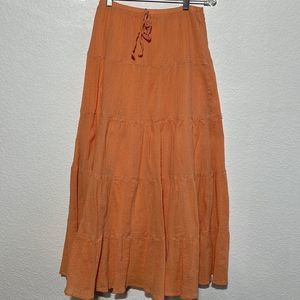 Hearts of Palm orange cotton lined maxi skirt, size 6